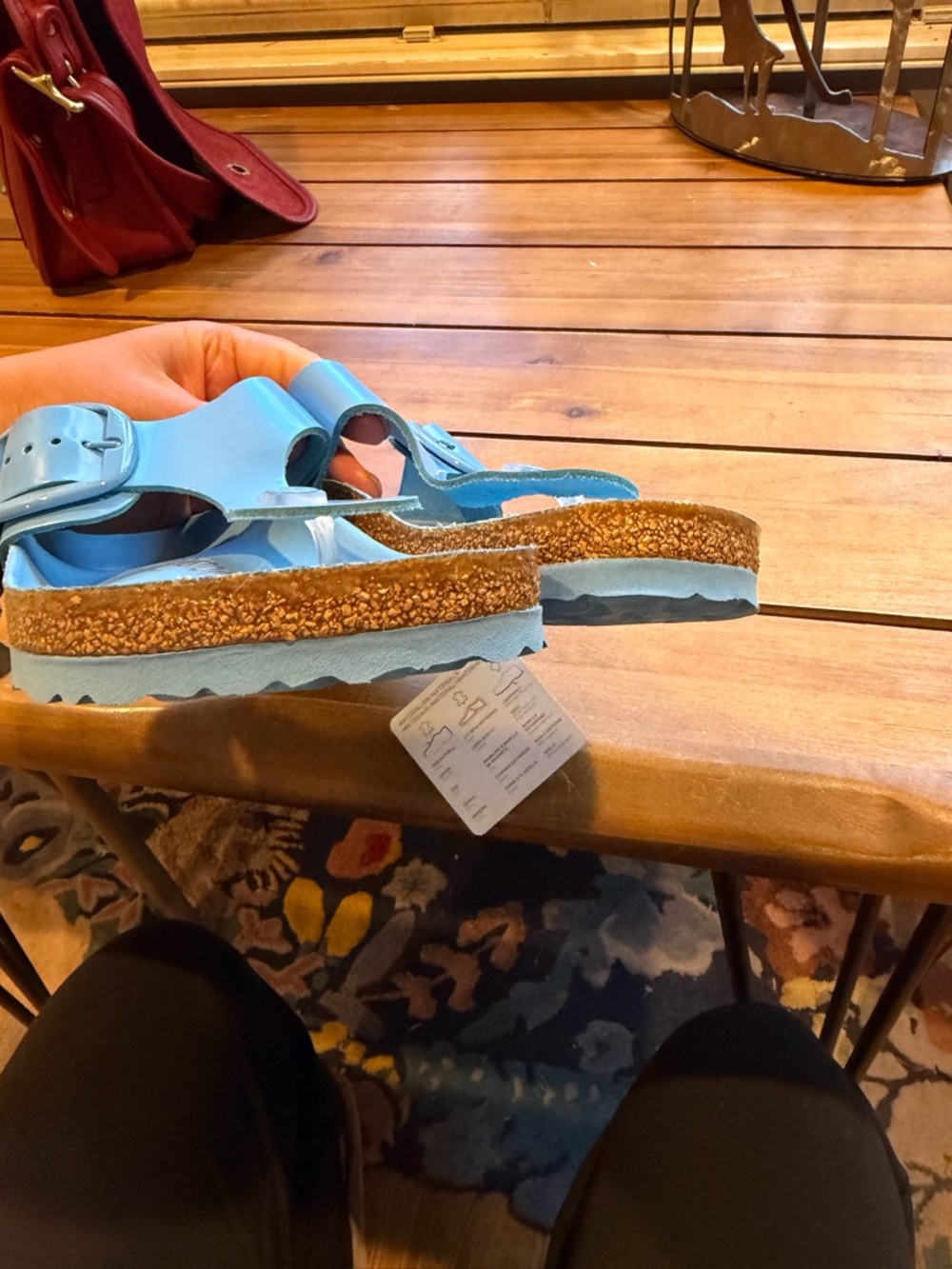 Birkenstock Gizeh Leather and Cork Thong Sandals in Light Blue Size EU 37 - Picture 7 of 7